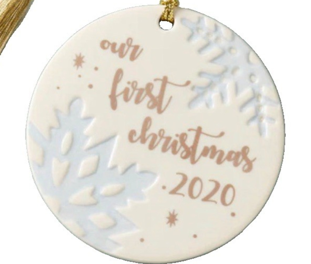 Lenox Our First Christmas Ornament 2020 Porcelain Disc Hanging